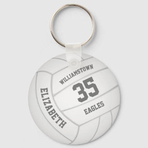 Porte-clés base réaliste blanc volleyball personnalisé nom de
