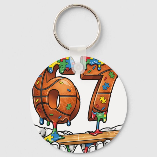 Porte-clés Baseball 67 Puzzle Drip Six Seven Mème Garçons Aut (Recto)