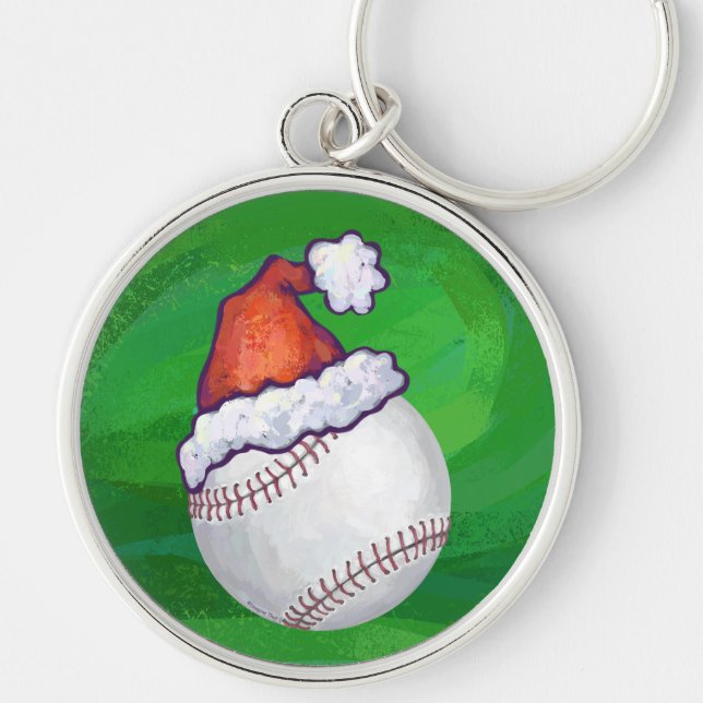Porte-clés Baseball à Santa Hat sur Green (Devant)