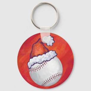 Porte-clés Baseball avec Santa Hat sur Rouge