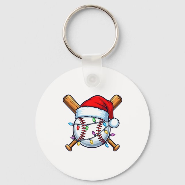 Porte-clés Baseball Christmas Lights Santa Christmas Baseball (Recto)