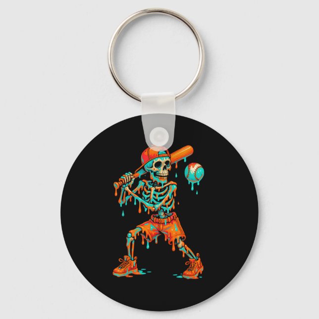 Porte-clés Baseball d'Halloween Squelette Crème Glacée Goutte (Recto)