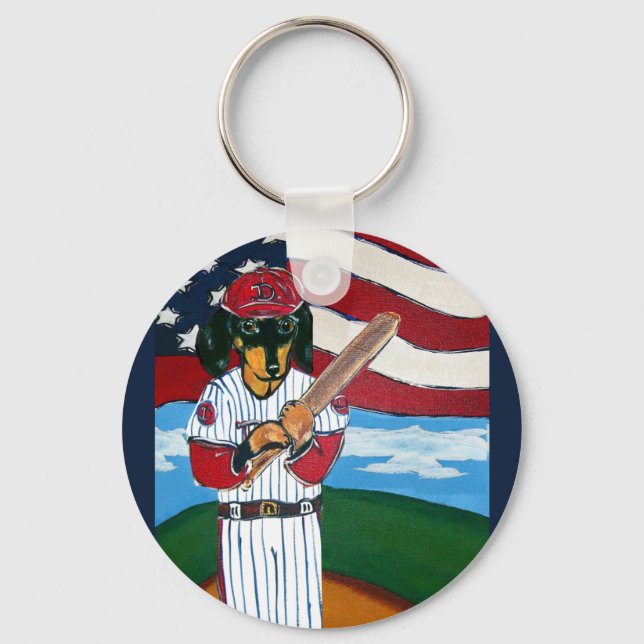 Porte-clés Baseball doxie (Recto)