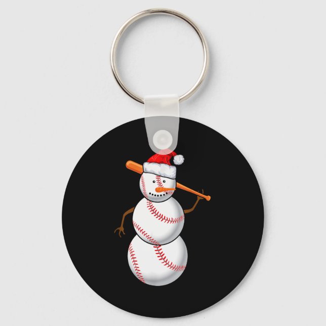 Porte-clés Baseball Fan Snowman Funny Christmas Gift  (Recto)