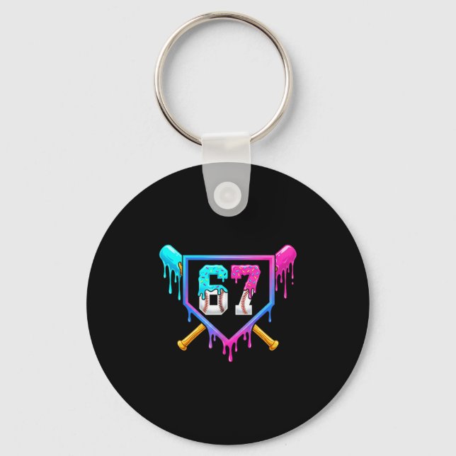 Porte-clés Baseball Ice Cream Drip 67 Six Seven Meme Number 6 (Recto)
