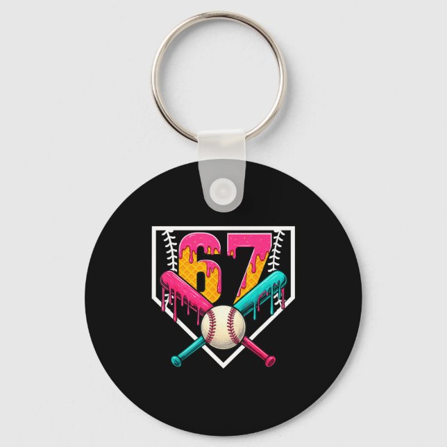 Porte-clés Baseball Ice Cream Drip Number 67 Player 67th Birt (Recto)
