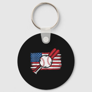 Porte-clés Baseball Patriotique vintage 4 juillet Amérique