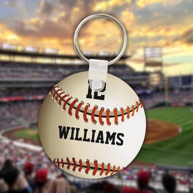 Porte-clés Baseball personnalisé avec nom et numéro (Personalized Name Number Baseball Keychain)