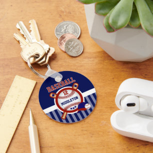 Porte-clés Baseball personnalisé   Bleu foncé et rouge