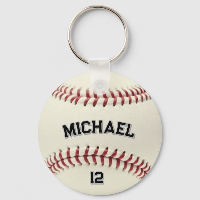 Porte-clés Baseball Personnalisé Nom et Numéro Tendance       (Recto)