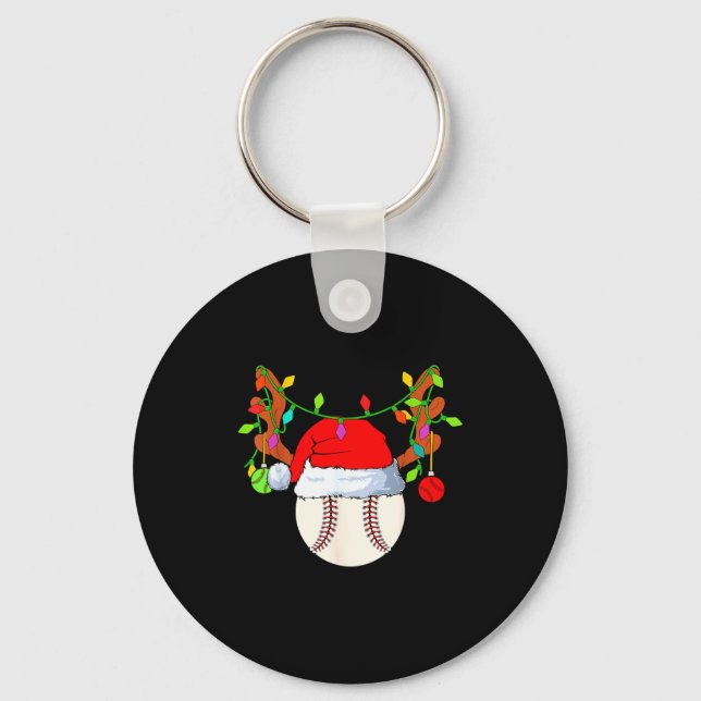 Porte-clés Baseball Reindeer Santa Hat Christmas  (Recto)