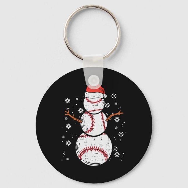 Porte-clés Baseball Snowman Noël Sports Boys Hommes Deux (Recto)