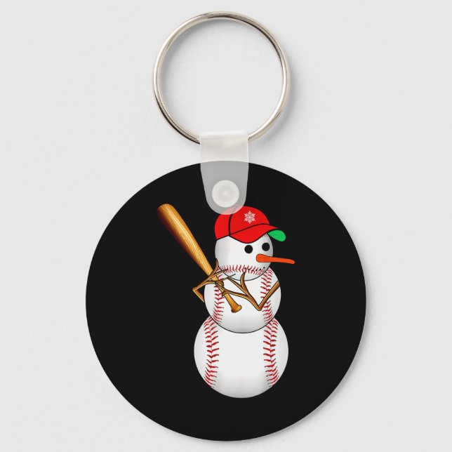 Porte-clés Baseball Snowman Snow Christmas Xmas Men Women  (Recto)