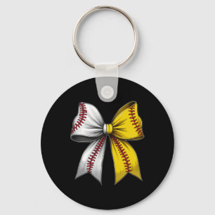 Porte-clés Baseball Softball Coquette Bow Jeu Jour Coeur Amou