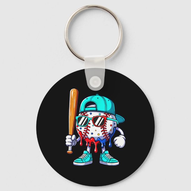 Porte-clés Baseball Sts Dégoulinant de Glace Garçon de Style  (Recto)