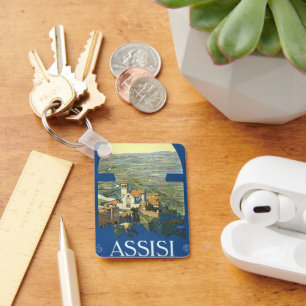 Porte-clés Basilique Vintage voyage Assisi Italie Francesco