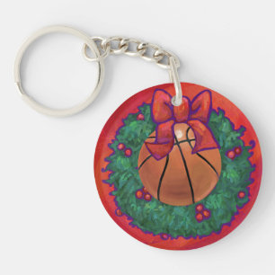 Porte-clés Basket-ball à l'intérieur de la couronne de Noël