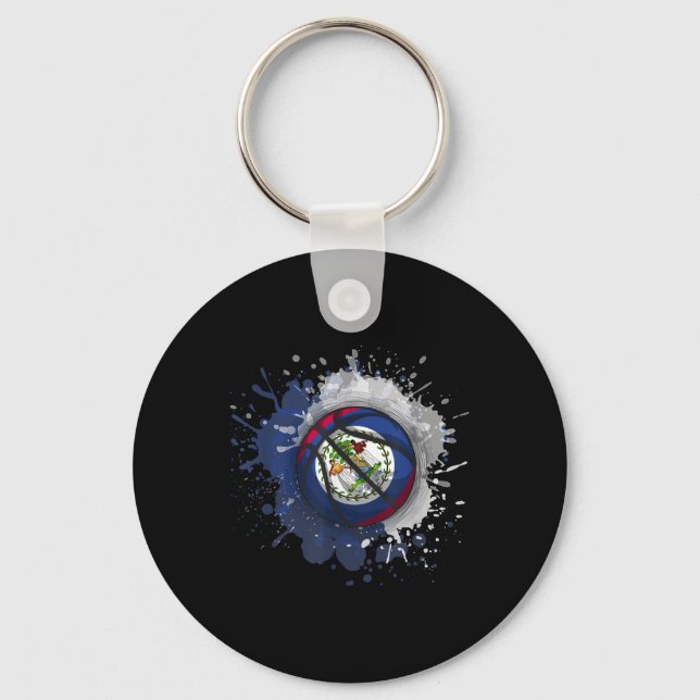 Porte-clés Basket-ball avec drapeau du Belize (Recto)