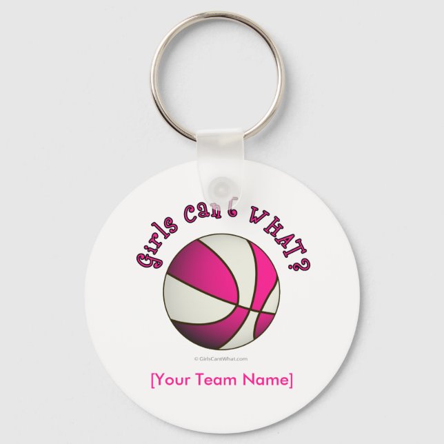 Porte-clés Basket-ball - Blanc/Rose (Recto)