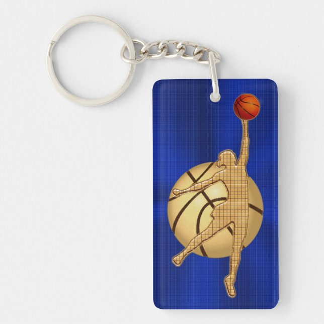 Porte-clés Basket-ball bleu et or pour les filles (Devant)
