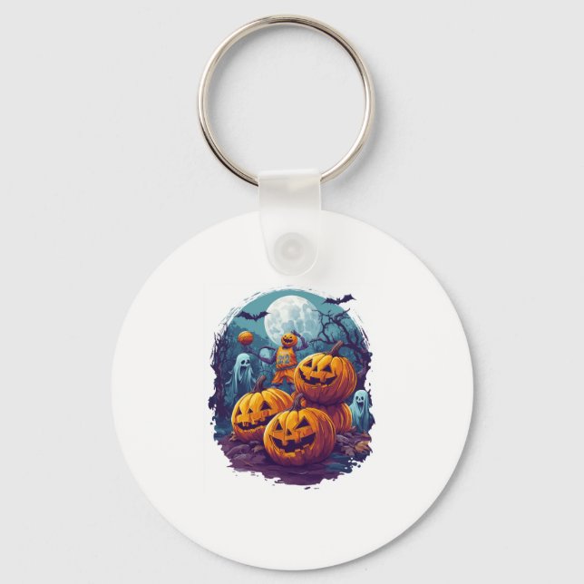 Porte-clés Basket-ball citrouille (Recto)