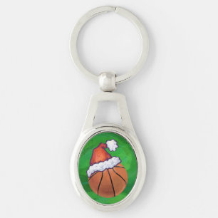 Porte-clés Basket-ball de Santa Hat sur Green