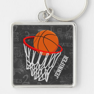 Porte-clés Basket-ball et hoop personnalisés en tableau noir