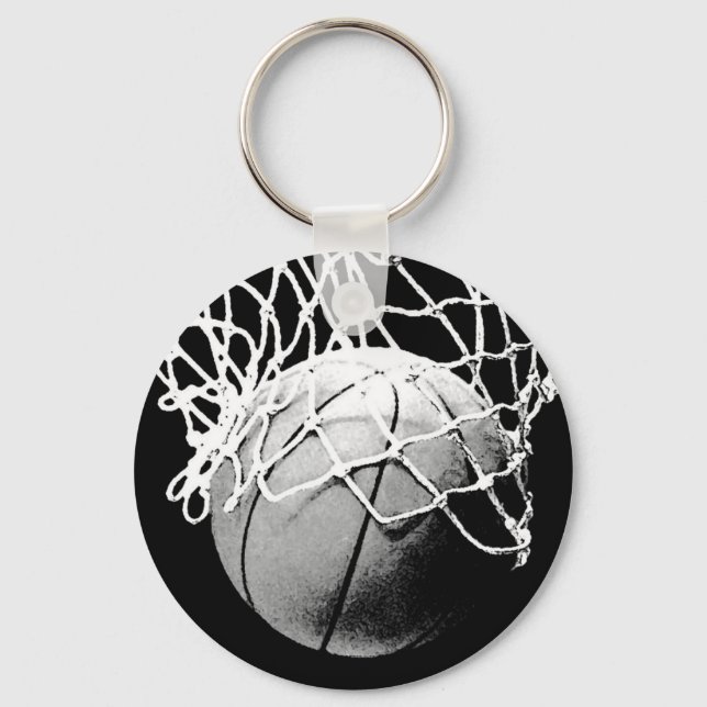 Porte-clés Basket-ball noir et blanc (Recto)
