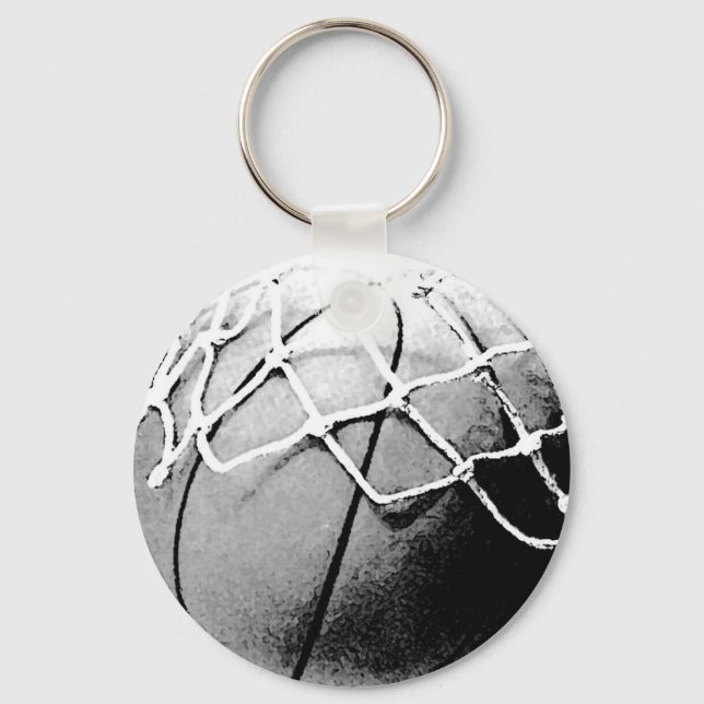 Porte-clés Basket-ball noir et blanc, Hoop, Porte - clé net (Recto)