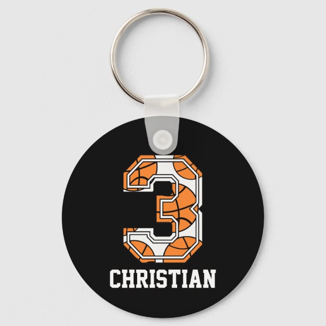 Porte-clés Basket-ball personnalisé numéro 3 (Recto)