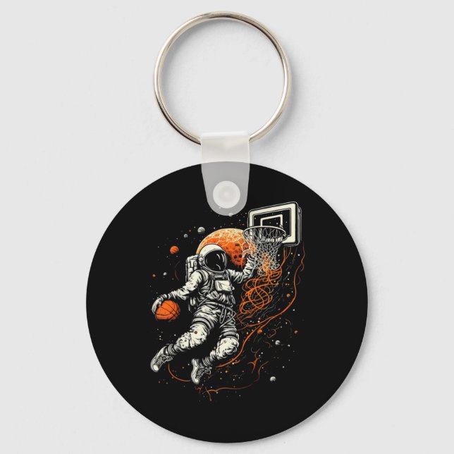 Porte-clés Basket-ball spatial Cool pour enfants avec astrona (Recto)