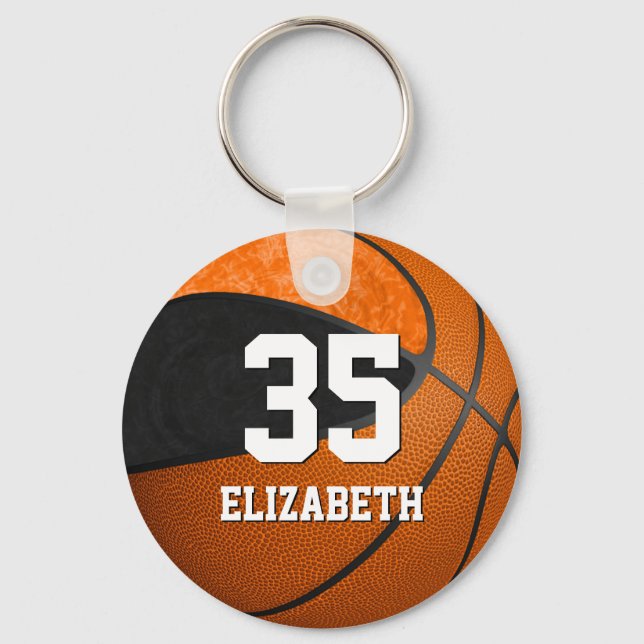 Porte-clés basket noir orange filles école couleurs (Recto)