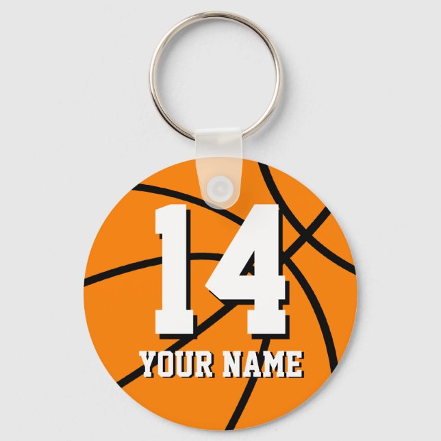 Porte-clés basket personnalisé | nom et numéro (Recto)
