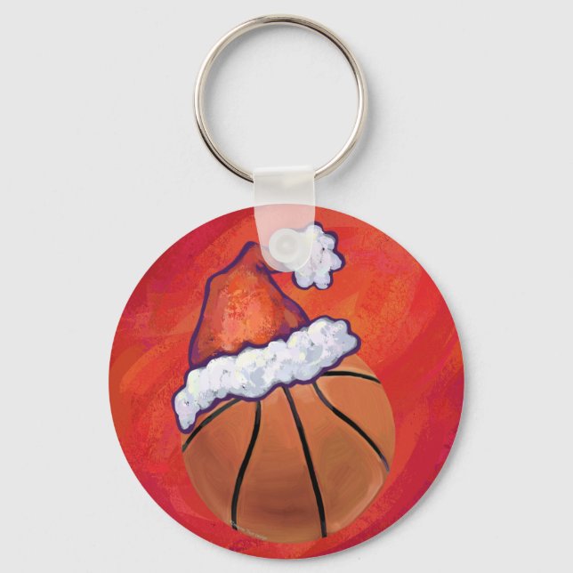 Porte-clés Basketball au chapeau de Père Noël (Recto)
