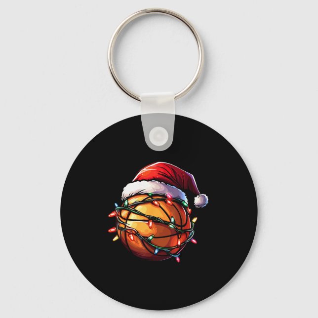 Porte-clés Basketball Christmas Lights Santa Hat Basketball P (Recto)