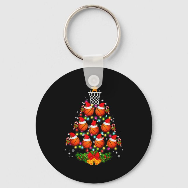Porte-clés Basketball Christmas Tree Lights Red Santa Hat Xma (Recto)