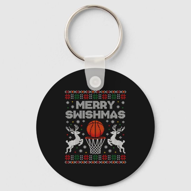 Porte-clés Basketball Christmas Ugly Sweater Merry Swishmas M (Recto)