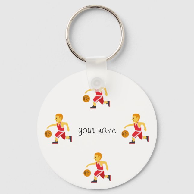 Porte-clés Basketball Emoji et '' Votre nom ici " (Recto)