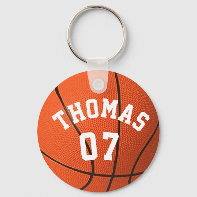 Porte-clés Basketball monogramme nom et numéro Personnalisabl (Recto)
