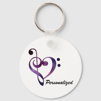 Porte-clés Basse personnalisée et Treble Clef Heart Keychain