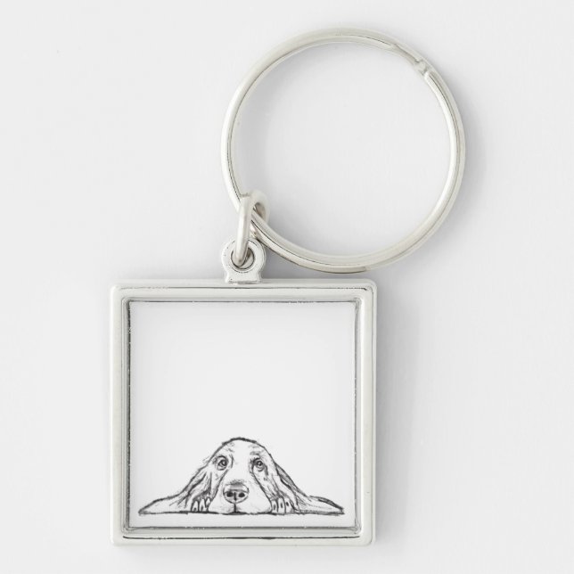 Porte-clés basset blanc (Devant)