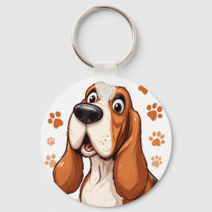 Porte-clés 🐶 Basset Hound avec motif d'empreinte de patte po
