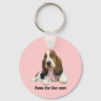 Basset Hound  Breast Cancer Keychain