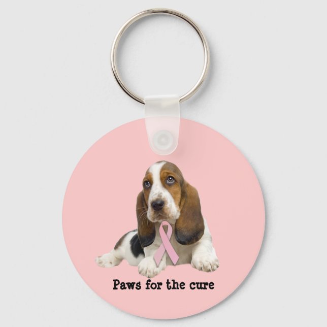 Porte-clés Basset Hound  Breast Cancer Keychain (Recto)