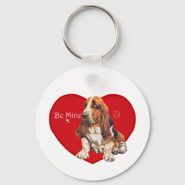 Porte-clés Basset Hound Saint-Valentin (Recto)