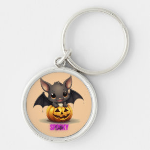 Porte-clés Bat adorable sur Citrouille mignonne Halloween Déc