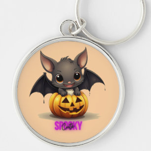 Porte-clés Bat adorable sur Citrouille mignonne Halloween Déc