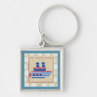 Bateau à vapeur avec hélice et cheminées bleues