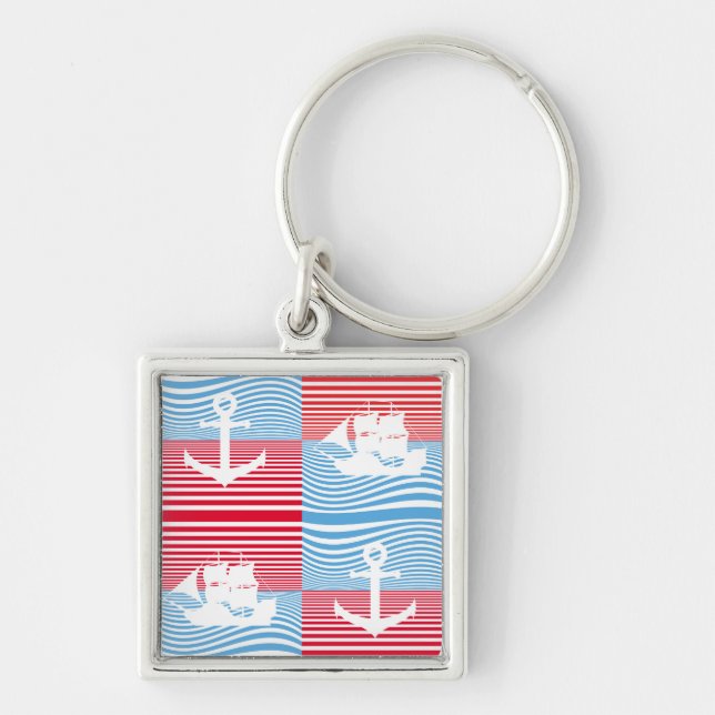 Porte-clés Bateau à voile et motif d'ancre (Devant)
