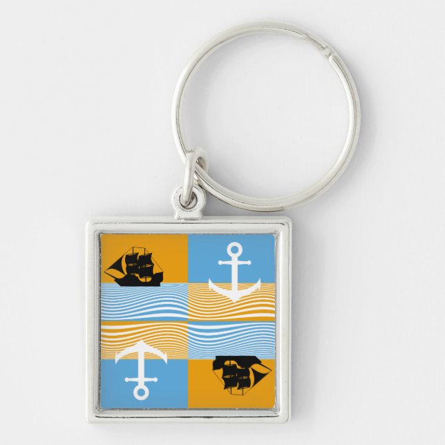 Porte-clés Bateau à voile et motif d'ancre (Devant)